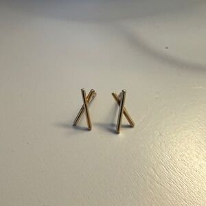 Gold Cross Bar Earrings